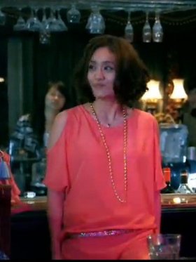 <em>女人帮妞儿</em>同款 夏季新款橘色薄款 露肩连衣裙