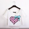 新店新款 粉色爱心 蝴蝶结 波点 草莓 超短款 半身T恤 女 T-shirt