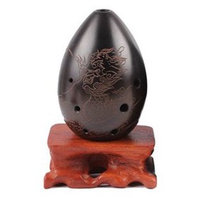 七星埙 八孔梨形埙 黑陶埙 初学 乐器 (龙腾)