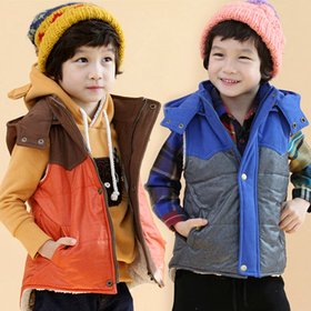 男童外套2013秋装新款韩版连帽<em>马夹</em>桔色<em>丝绵</em>