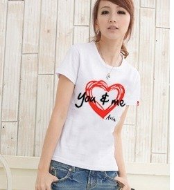 春季夏季女装女款短袖T恤 红心印花 2012韩版