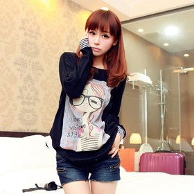 秋季女装长袖黑色<em>t恤</em> 女长袖<em>学生装</em>宽松<em>少女</em> 欧