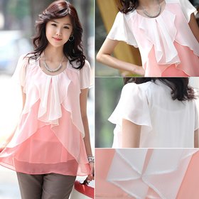 款韩版气质优雅时尚宽松舒适百搭<em>女装雪纺衫</em> 