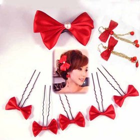 <em>2015</em>新款蝴蝶结发饰 大红蝴蝶结<em>新娘</em>头饰发饰