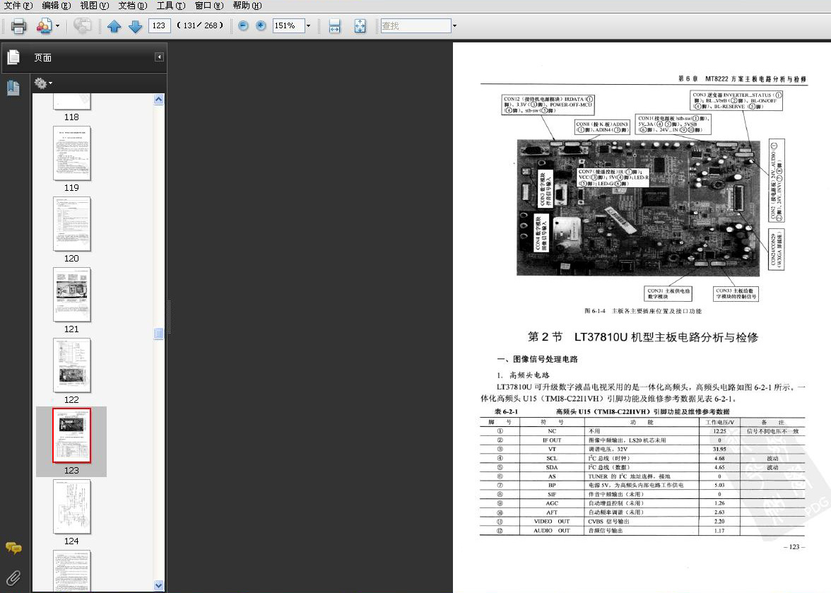 简介: 内容介绍: 本书通过入门篇和精通篇,循序渐进、由浅入深地介绍了液晶彩色电视机的组成和各组件的故障判定方法以及各组件的工作原理、检修方法和维修技巧,与其他液晶电视原理与维修图书不同的是:本书还特别介绍了逆变器和逻辑板的原理及其故障检修方法,并给出了OZ964方案、LX16921方案、BD9887f方案、OZ9972方案构成的逆变器电路图和由TPS65161、TPS65162、MAX1518构成的逻辑板上的偏压电路原理图,供大家参考。 内容截图: